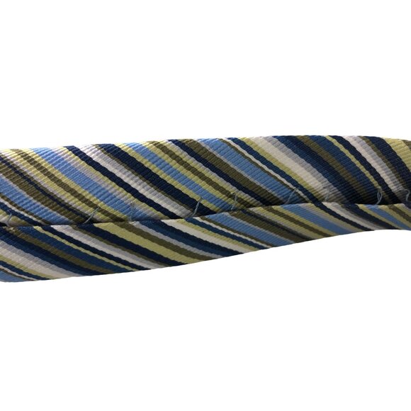 Astor & Black Clothiers 100% Silk Handmade Multicolor Striped Tie Blue Green Whi - Picture 7 of 7